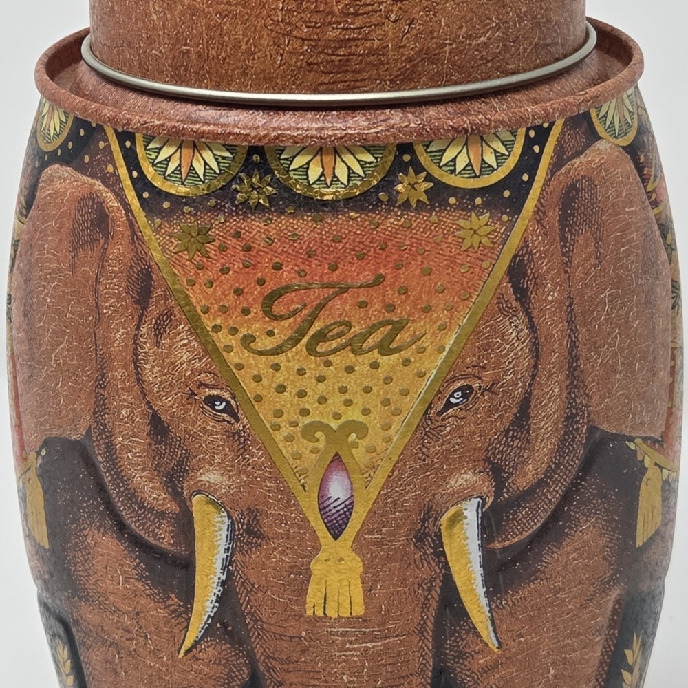Williamson & Magor Embossed Pink Elephant Metal Darjeeling Tea Tin Caddy - Picture 2 of 7